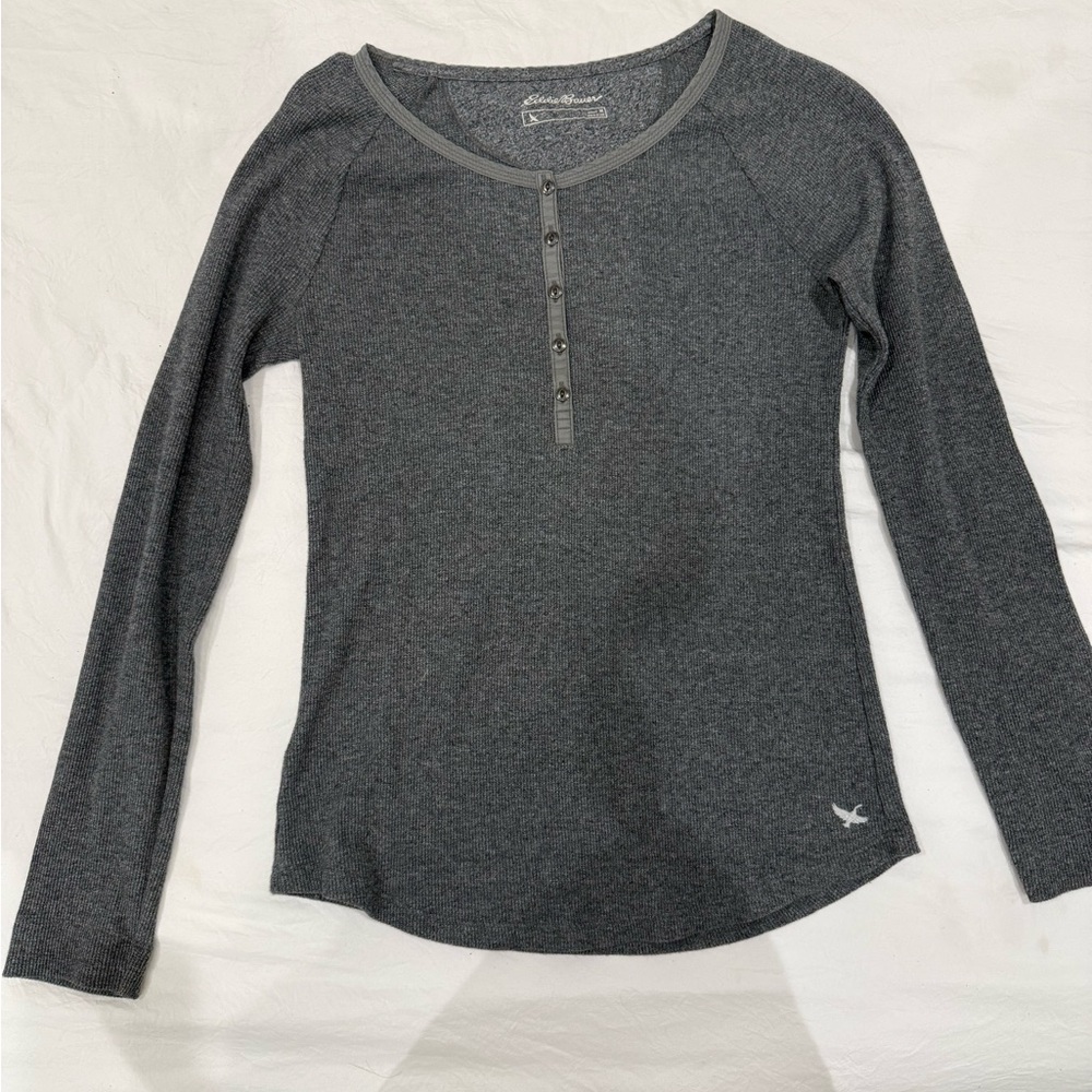 Eddie Bauer Heather Gray Henley Shirt